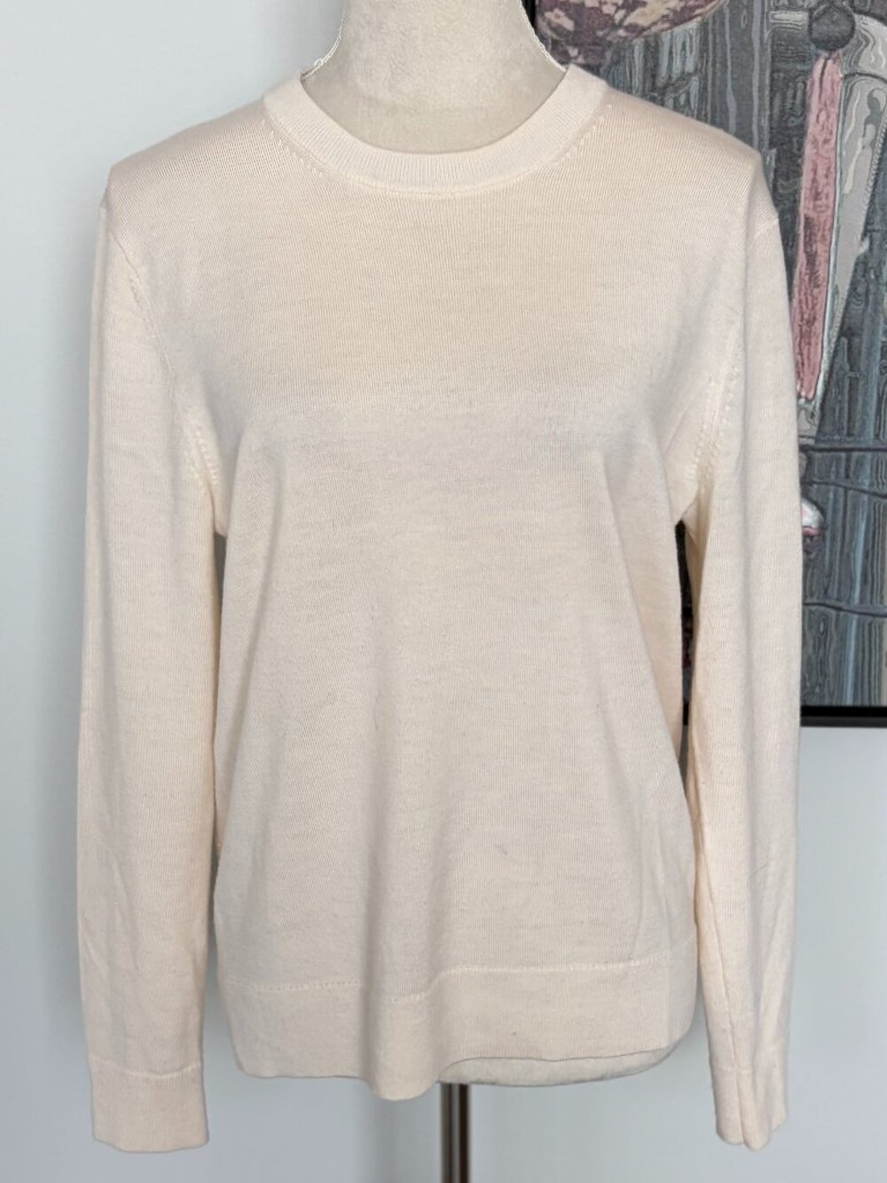 Banana Republic Cream 100% Merino Wool Crewneck Sweater S